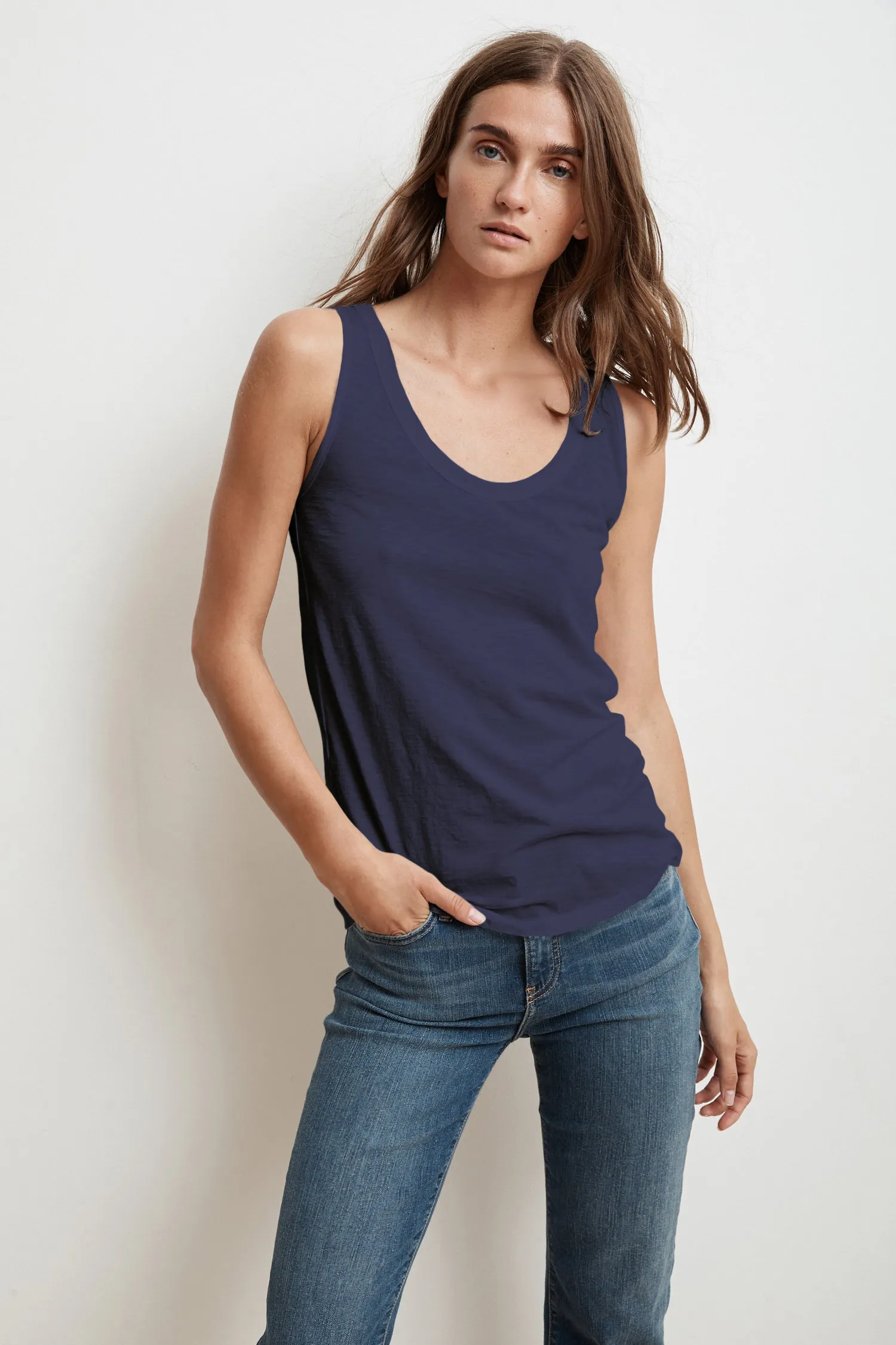 JEN SCOOP NECK TANK TOP IN ATLAS sold by Velvet Tees