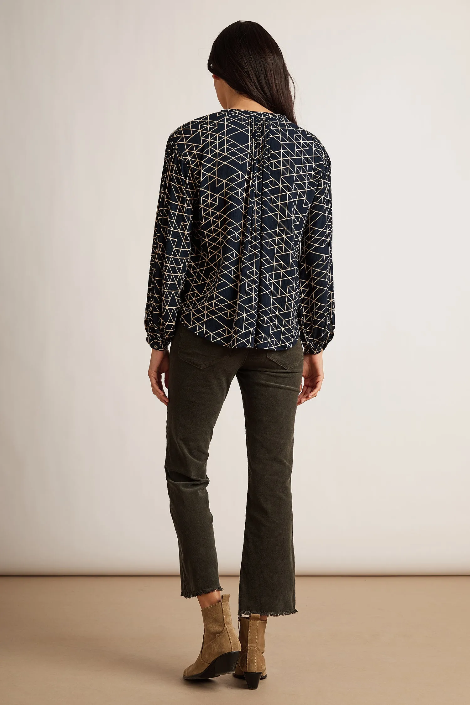 VIVIAN QUILTED RAYON GAUZE BLOUSE IN NAVY sold by Velvet Tees product image thumbnail 2