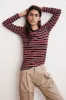 ARTY KNIT STRIPE CREW NECK TOP IN MULTI sold by Velvet Tees