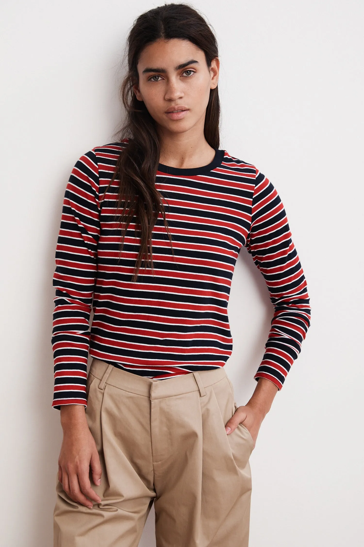 ARTY KNIT STRIPE CREW NECK TOP IN MULTI sold by Velvet Tees product image thumbnail 2