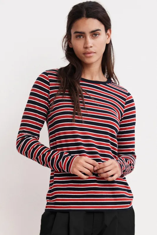 ARTY KNIT STRIPE CREW NECK TOP IN MULTI sold by Velvet Tees