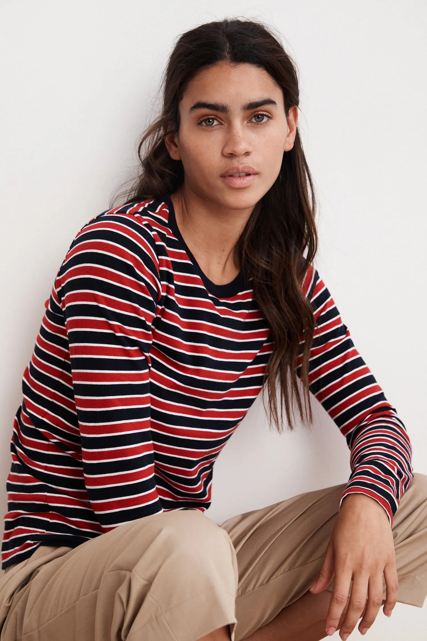 ARTY KNIT STRIPE CREW NECK TOP IN MULTI sold by Velvet Tees product image thumbnail 5