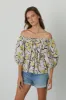 ZOEY PRINTED BOHO TOP IN LILYPAD sold by Velvet Tees