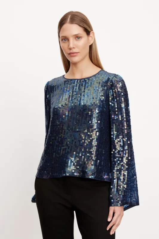 EVIE TOP IN BALTIC sold by Velvet Tees