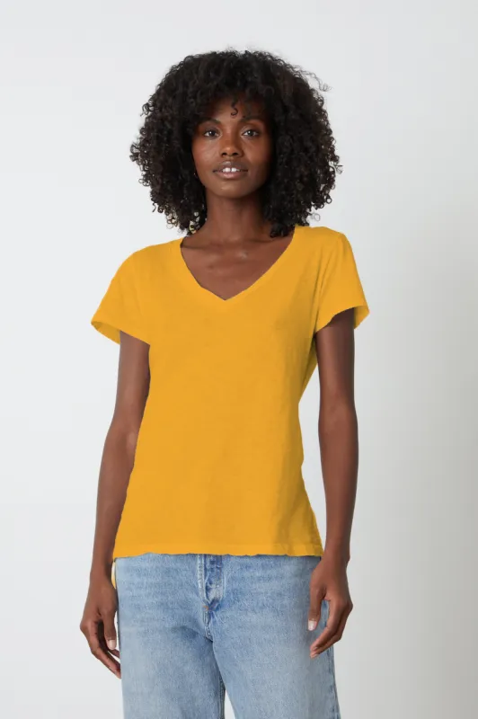 LILITH COTTON SLUB T-SHIRT IN AMBER sold by Velvet Tees