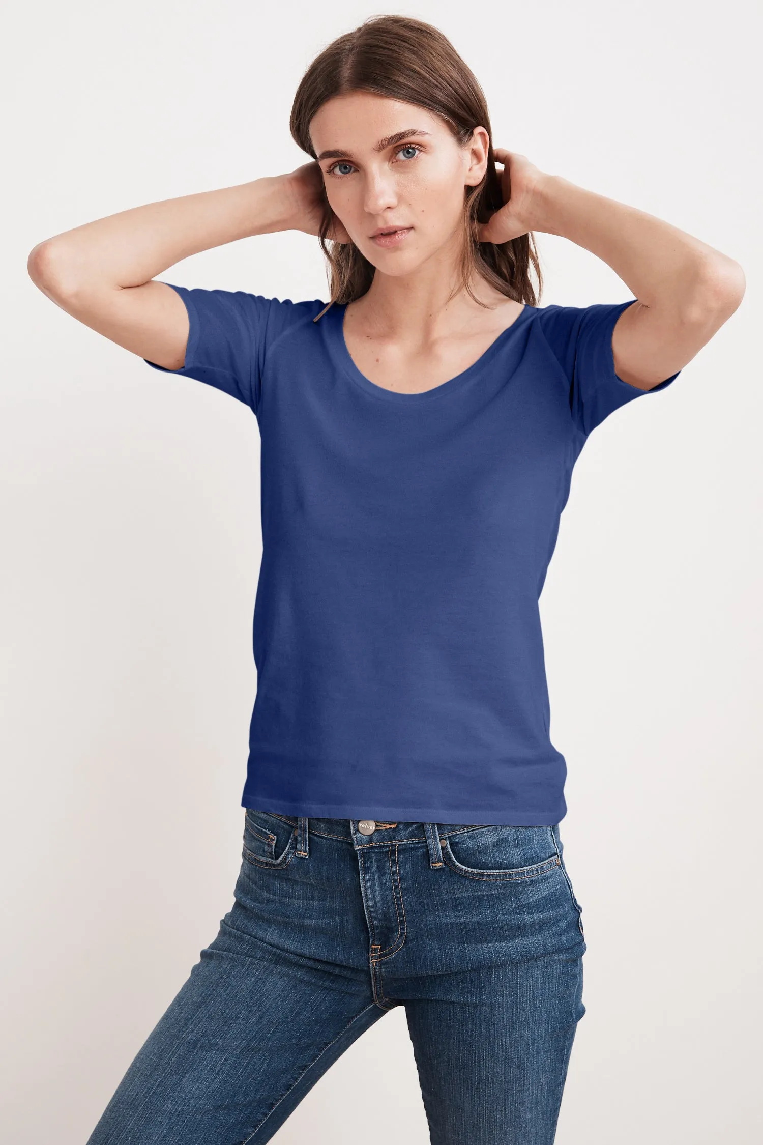AMELIA GAUZY WHISPER 1/2 SLEEVE TEE IN ANCHOR sold by Velvet Tees