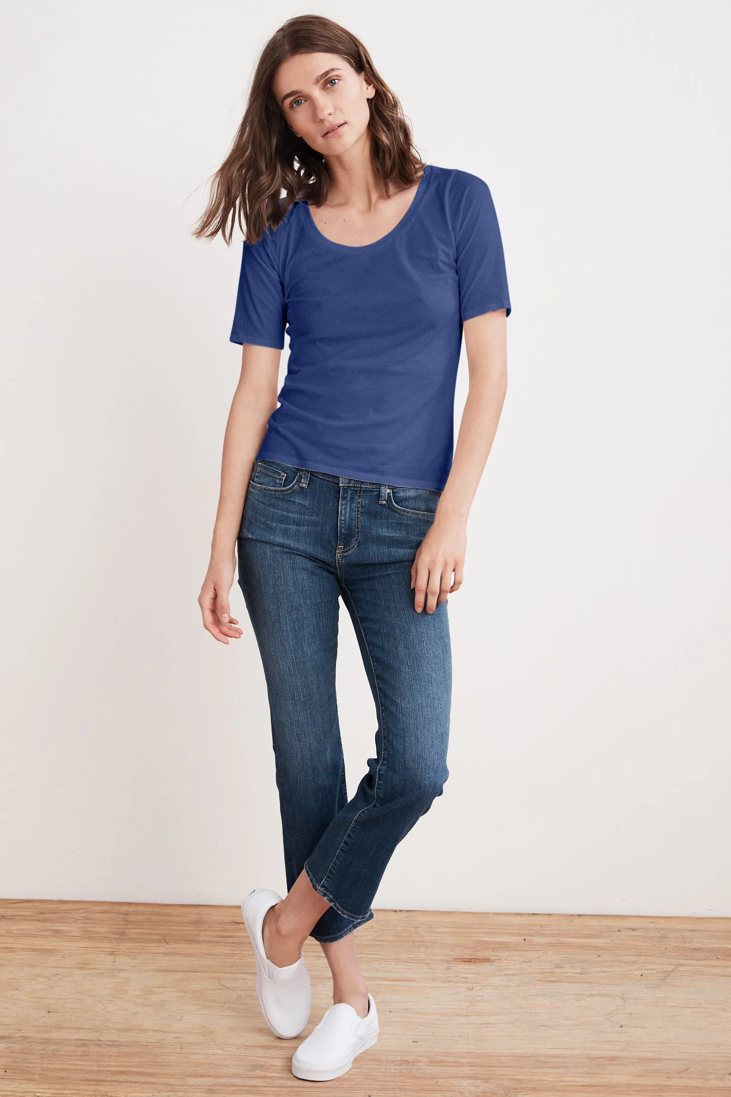 AMELIA GAUZY WHISPER 1/2 SLEEVE TEE IN ANCHOR sold by Velvet Tees product image thumbnail 4