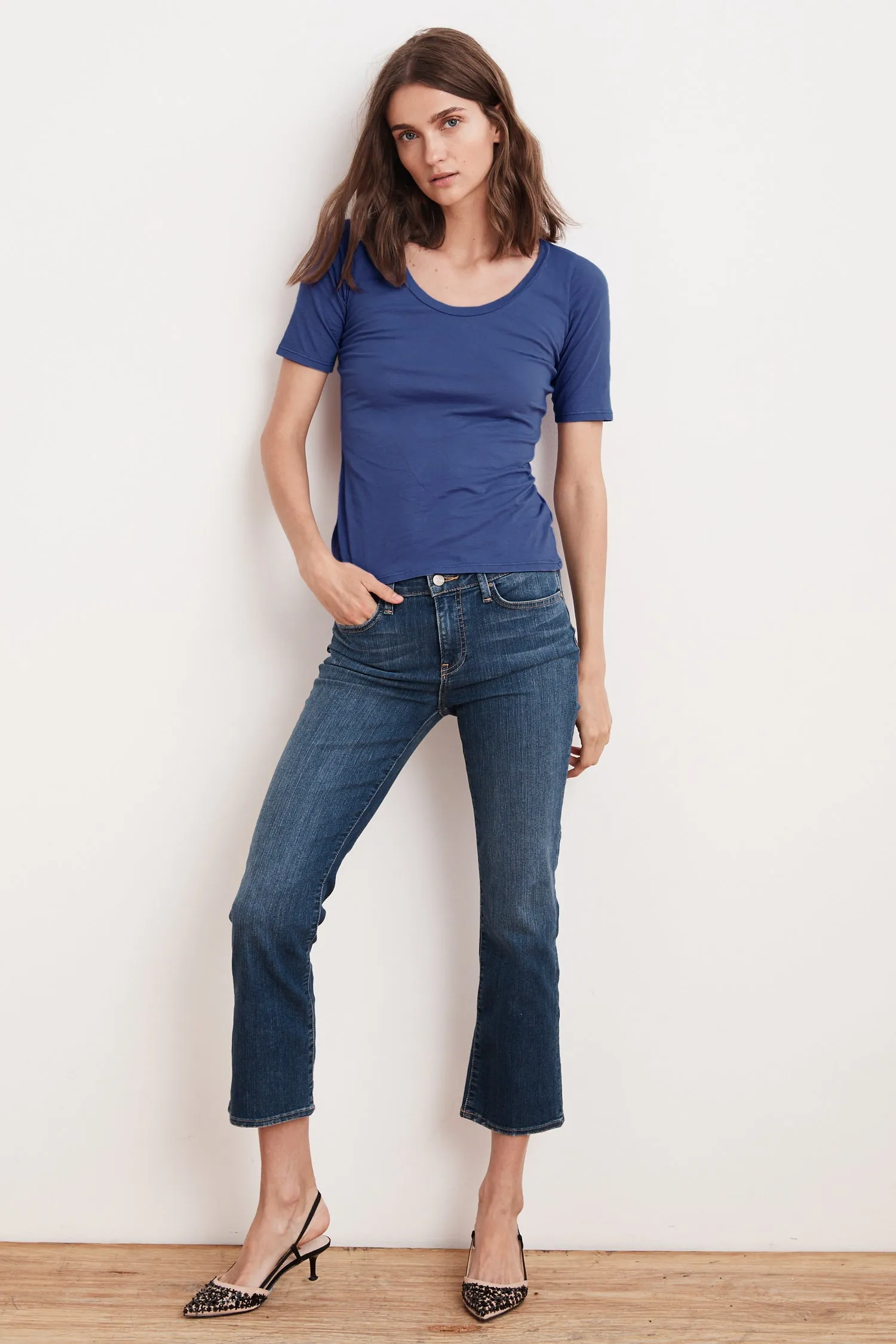 AMELIA GAUZY WHISPER 1/2 SLEEVE TEE IN ANCHOR sold by Velvet Tees product image thumbnail 5