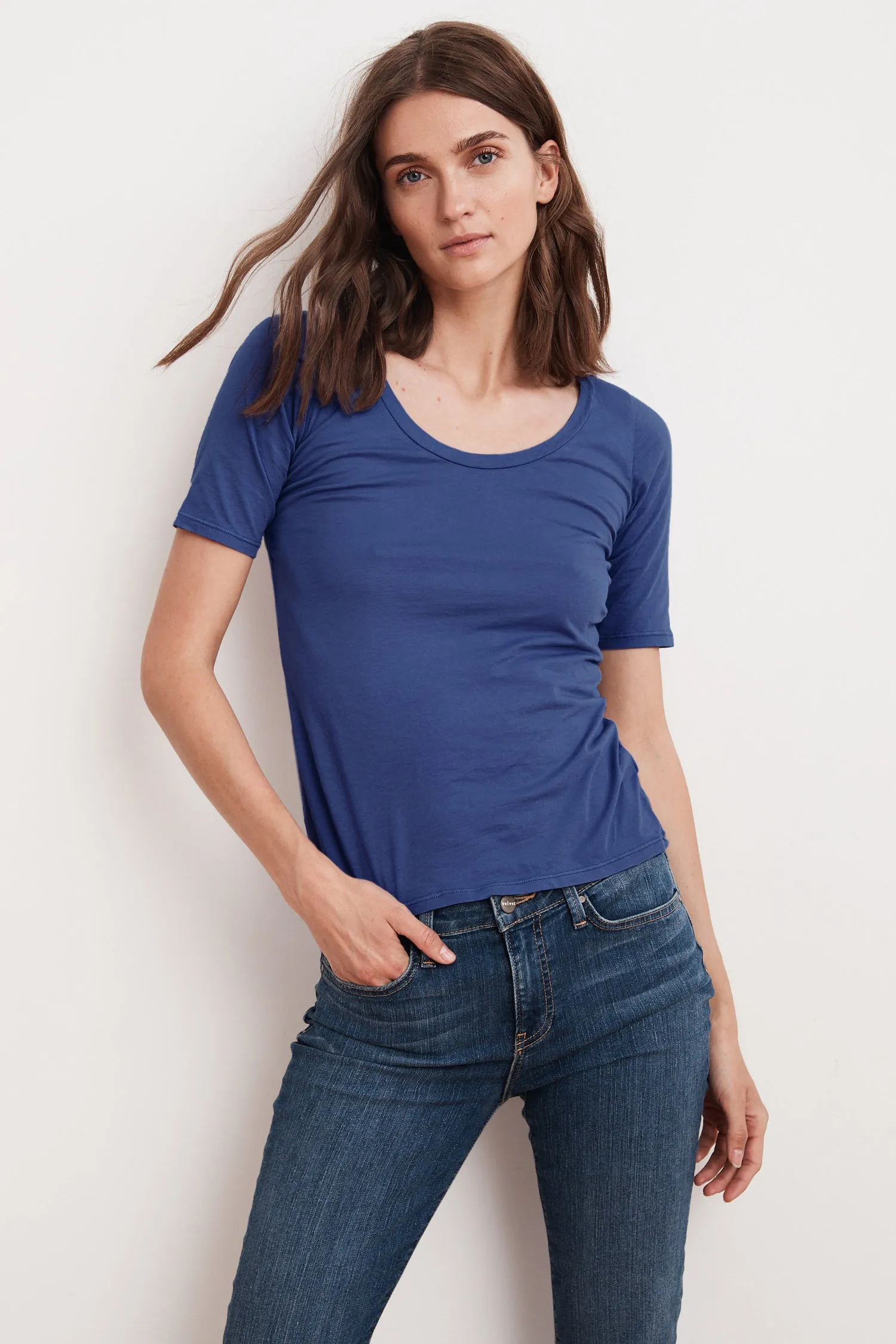 AMELIA GAUZY WHISPER 1/2 SLEEVE TEE IN ANCHOR sold by Velvet Tees product image thumbnail 3