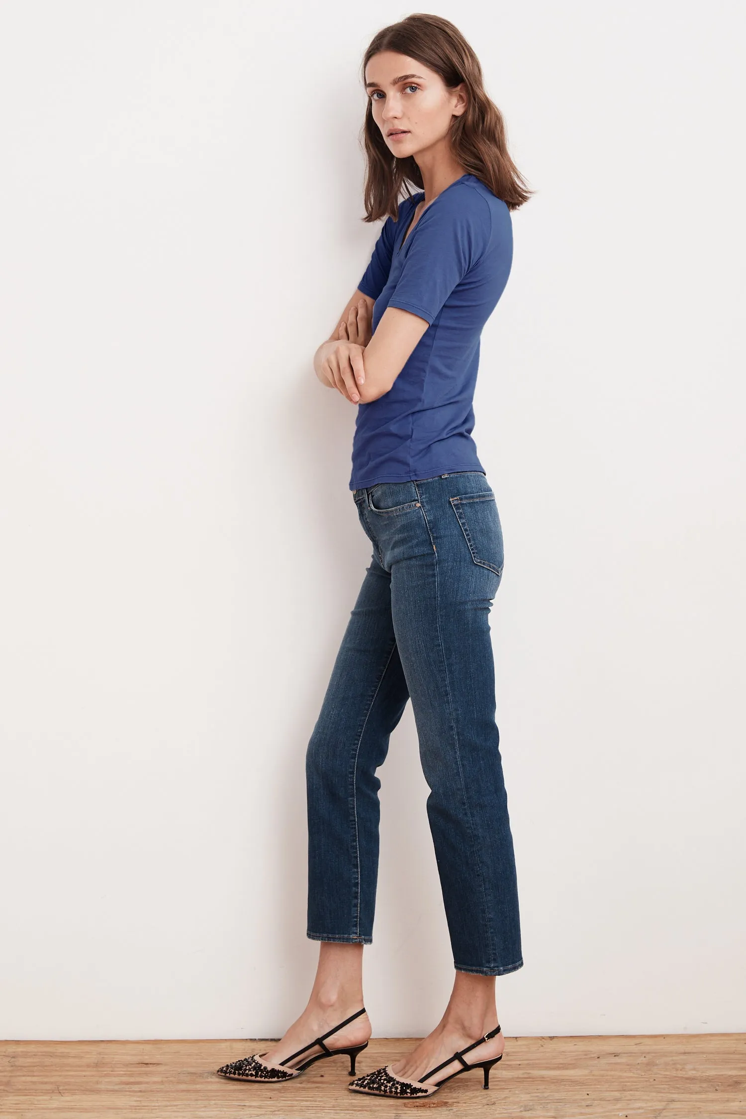 AMELIA GAUZY WHISPER 1/2 SLEEVE TEE IN ANCHOR sold by Velvet Tees product image thumbnail 2