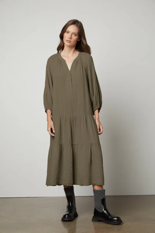 DIXON DRESS IN ALGAE sold by Velvet Tees