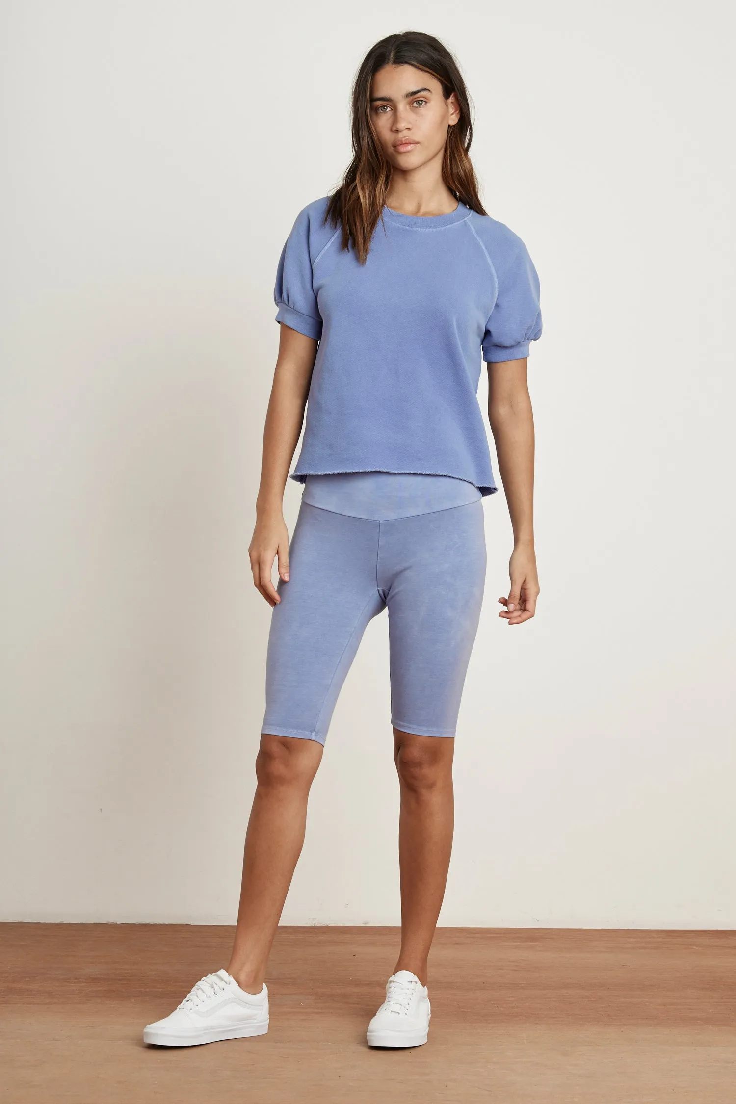 STACIA SHORT SLEEVE RAGLAN TERRY TOP IN DEWDROP sold by Velvet Tees