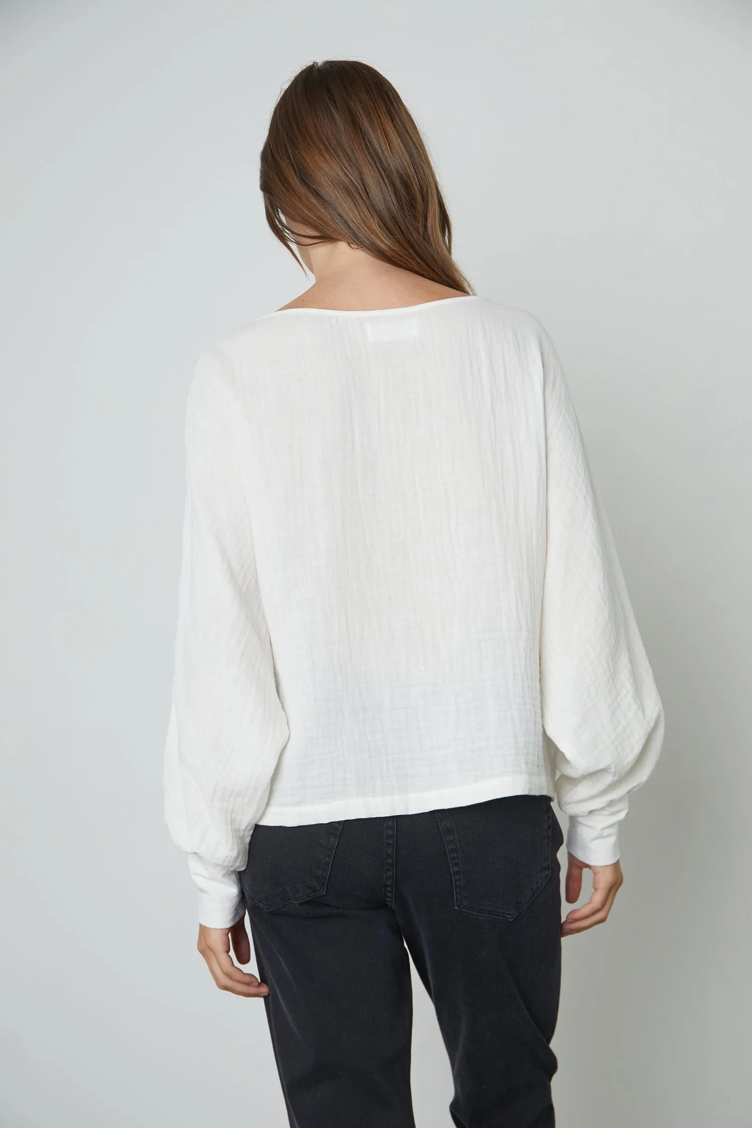 DANETTE BOAT NECK TOP IN ECRU sold by Velvet Tees product image thumbnail 3