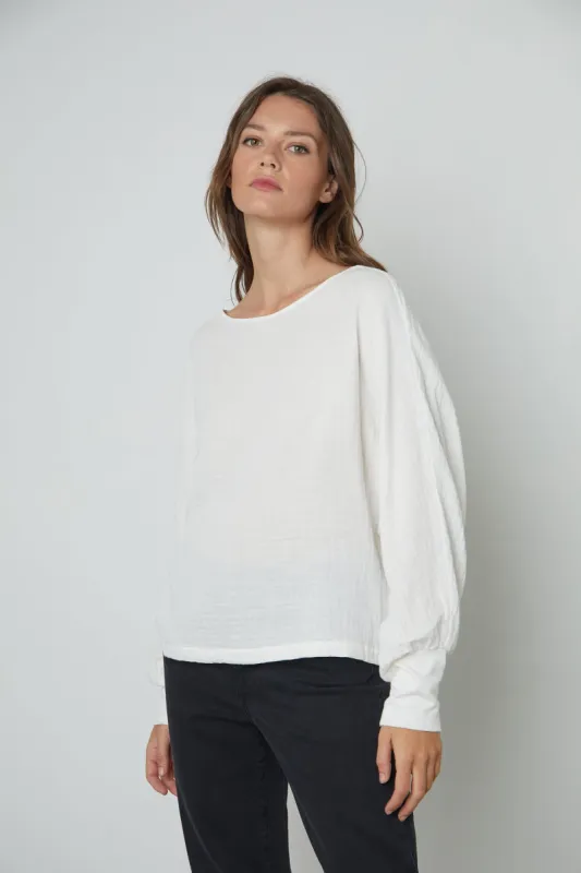 DANETTE BOAT NECK TOP IN ECRU sold by Velvet Tees