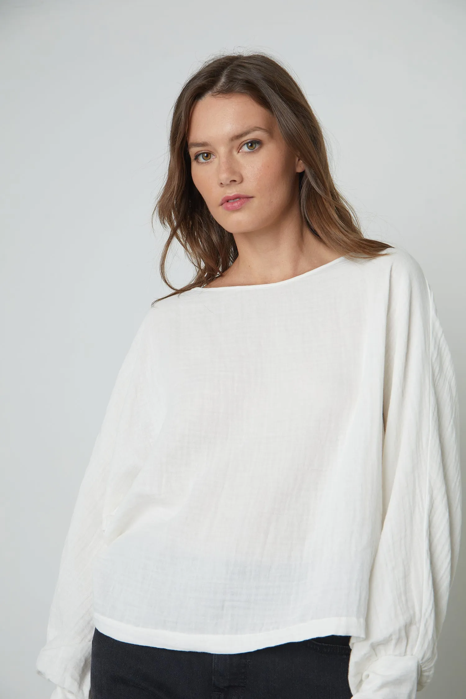 DANETTE BOAT NECK TOP IN ECRU sold by Velvet Tees product image thumbnail 4