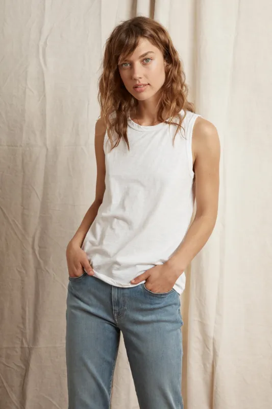 TAURUS COTTON SLUB TOP IN WHITE sold by Velvet Tees