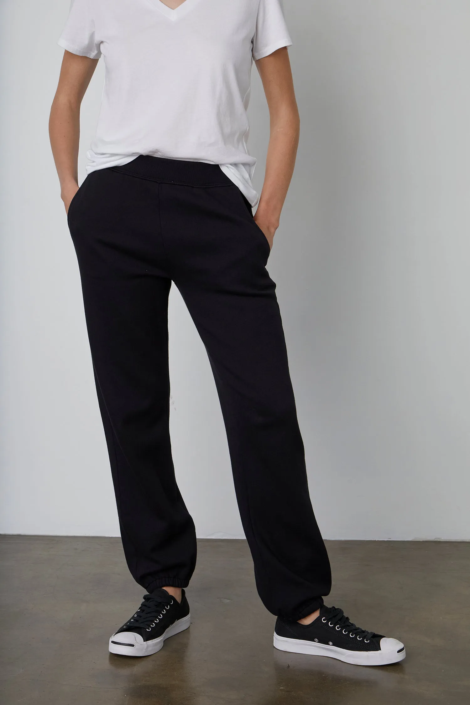 MEGAN FLEECE SWEATPANT IN BLACK sold by Velvet Tees