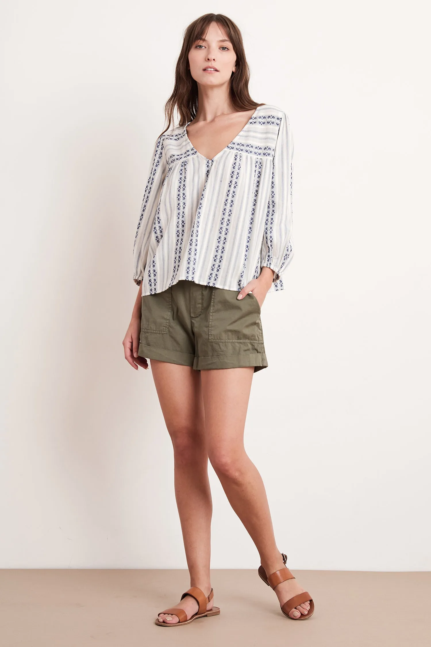 WINTER STRIPE JACQUARD TOP IN OCEAN sold by Velvet Tees product image thumbnail 2