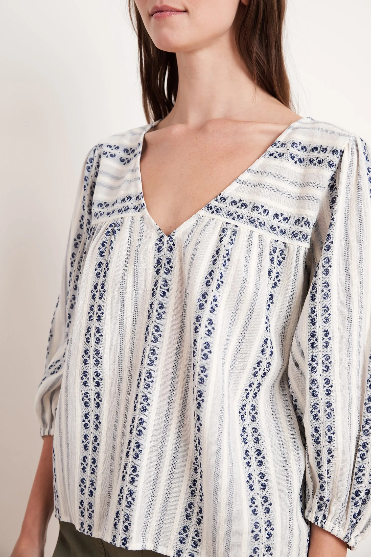 WINTER STRIPE JACQUARD TOP IN OCEAN sold by Velvet Tees product image thumbnail 5