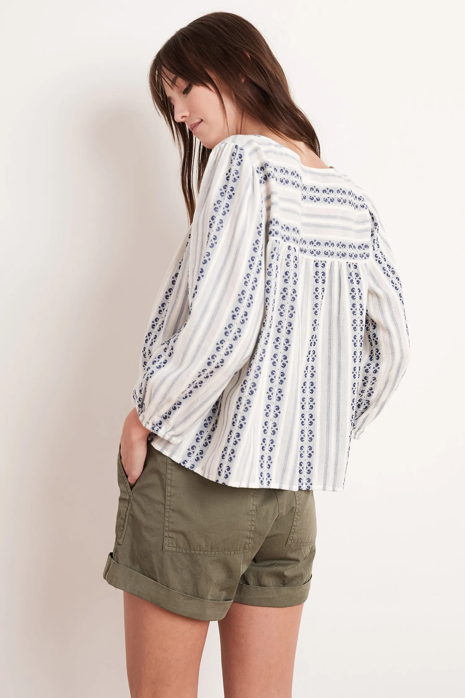WINTER STRIPE JACQUARD TOP IN OCEAN sold by Velvet Tees product image thumbnail 4
