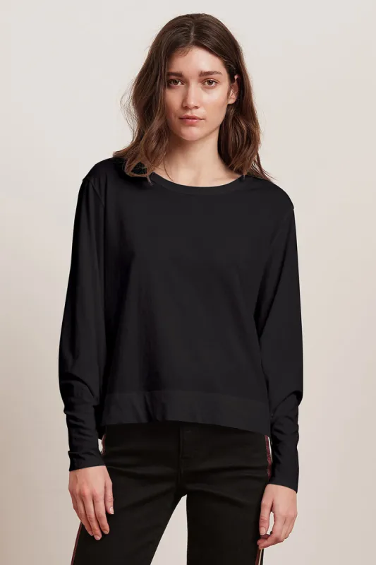 JACKLYN SUEDED JERSEY TOP IN BLACK sold by Velvet Tees