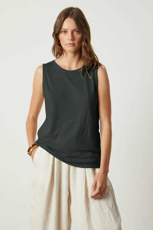 TAURUS COTTON SLUB TOP IN CAPER sold by Velvet Tees