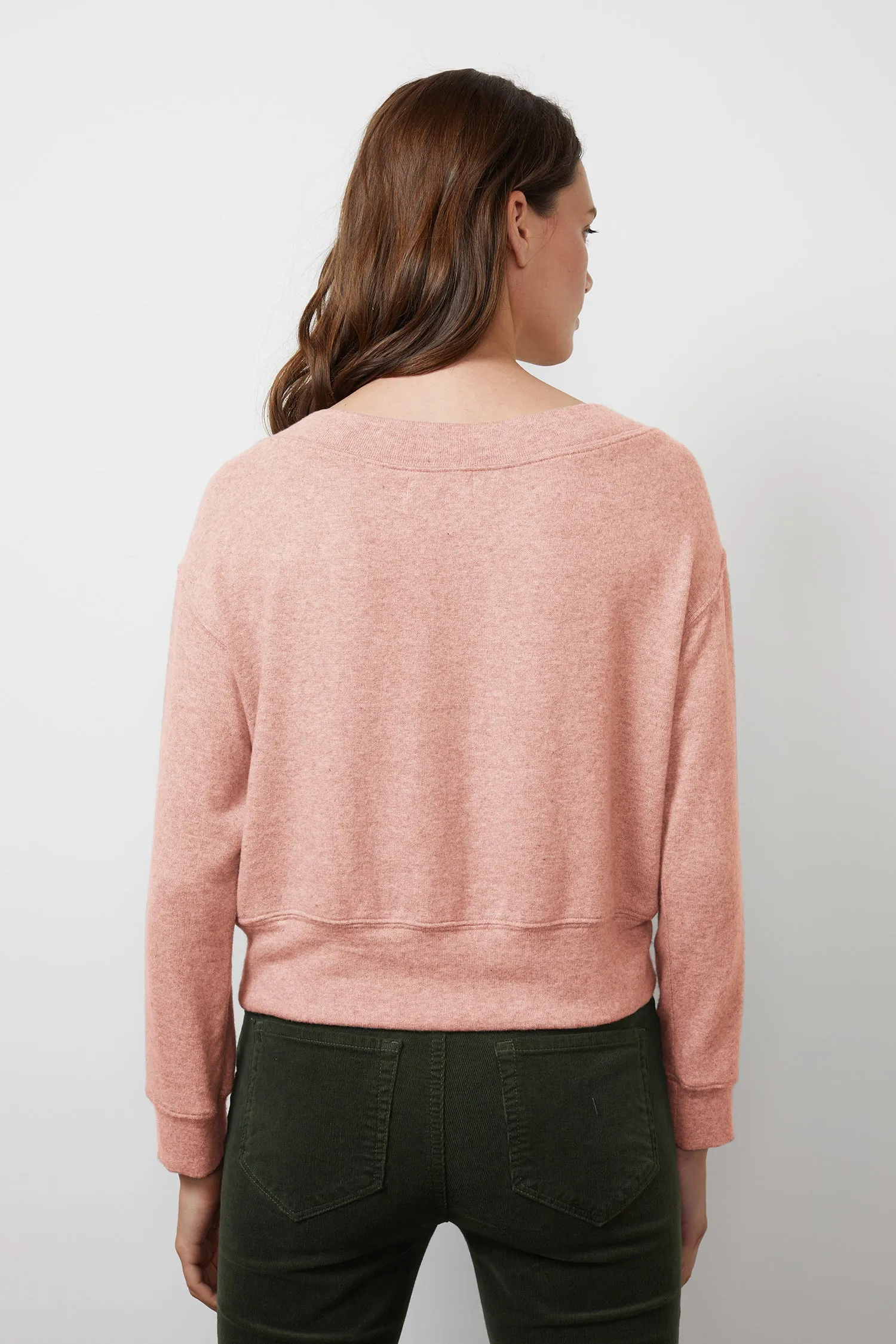 SLOE COZY LUX V-NECK SWEATSHIRT IN ROSA sold by Velvet Tees product image thumbnail 3