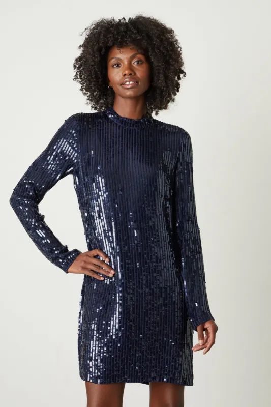 VEDA SEQUIN SHIFT DRESS IN NAVY sold by Velvet Tees