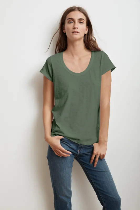 KATIE CITY COTTON SLUB TEE IN ALOE sold by Velvet Tees