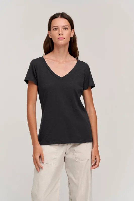 LILITH COTTON SLUB T-SHIRT IN BLACK sold by Velvet Tees