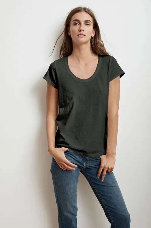 KATIE CITY COTTON SLUB TEE IN CIRRUS sold by Velvet Tees