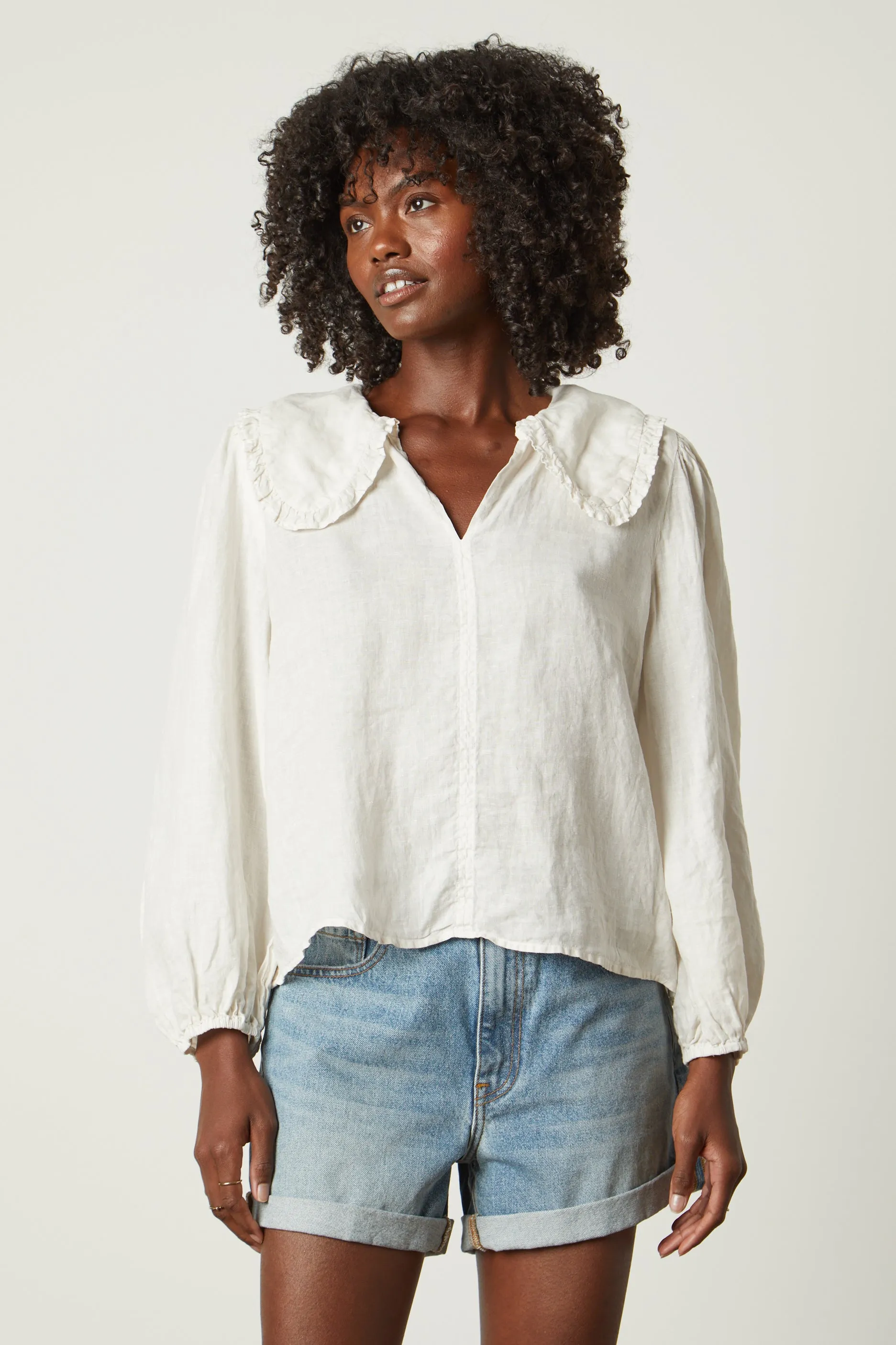 SOFIA WOVEN LINEN TOP IN BEACH sold by Velvet Tees