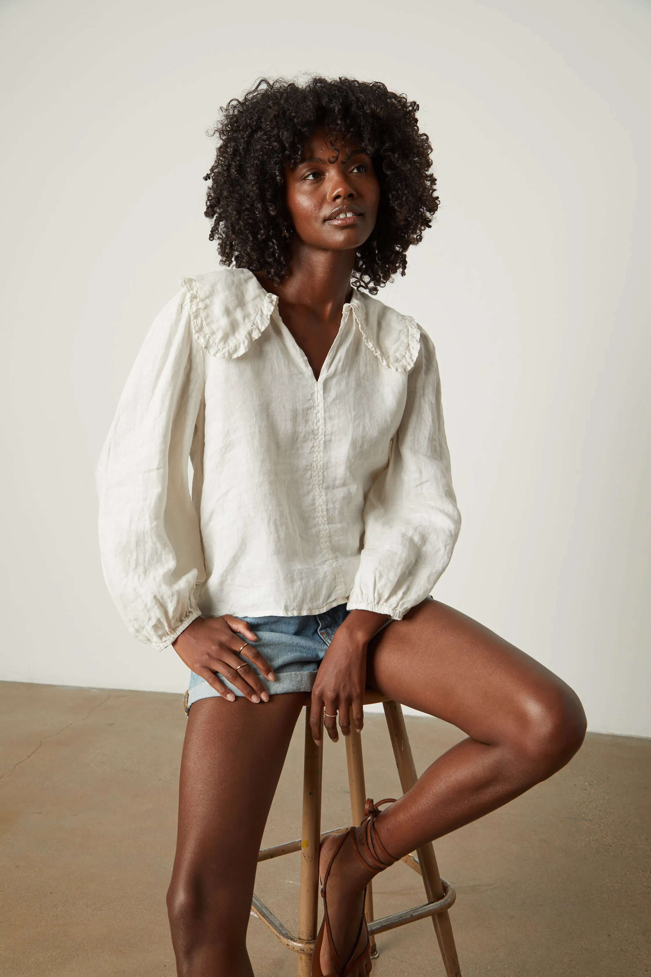 SOFIA WOVEN LINEN TOP IN BEACH sold by Velvet Tees product image thumbnail 4