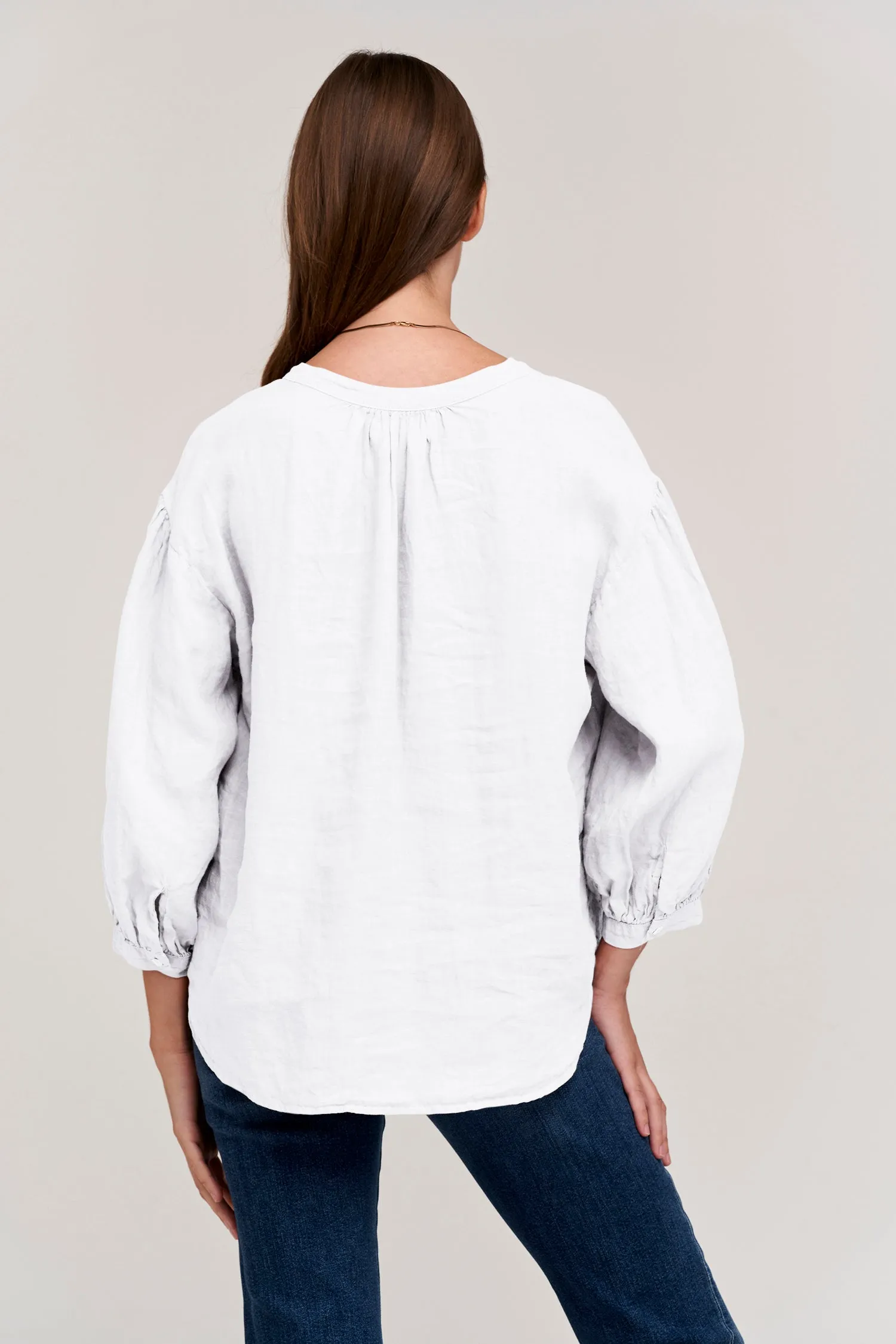 MATEA WOVEN LINEN BUTTON UP BLOUSE IN WHITE sold by Velvet Tees product image thumbnail 3