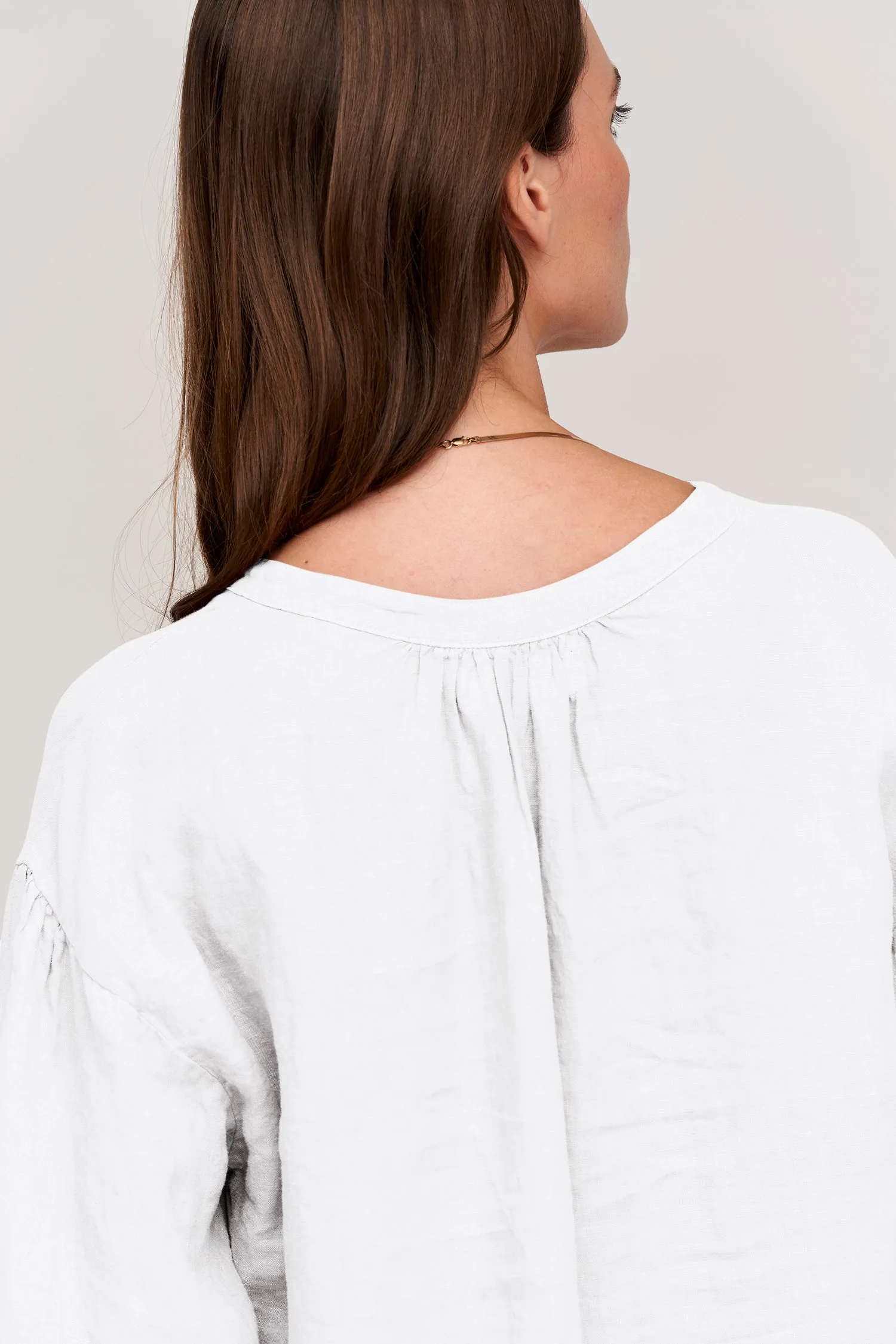 MATEA WOVEN LINEN BUTTON UP BLOUSE IN WHITE sold by Velvet Tees product image thumbnail 2