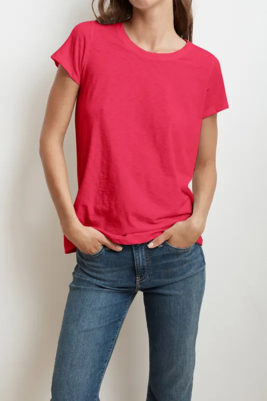 TRESSA COTTON SLUB T-SHIRT IN FLIRTY sold by Velvet Tees