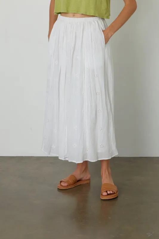 WYNNE COTTON EYELET MAXI SKIRT IN WHITE sold by Velvet Tees