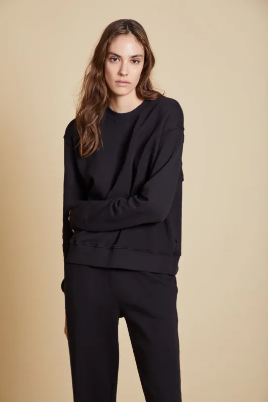 YNEZ ORGANIC COTTON SWEATSHIRT IN BLACK sold by Velvet Tees
