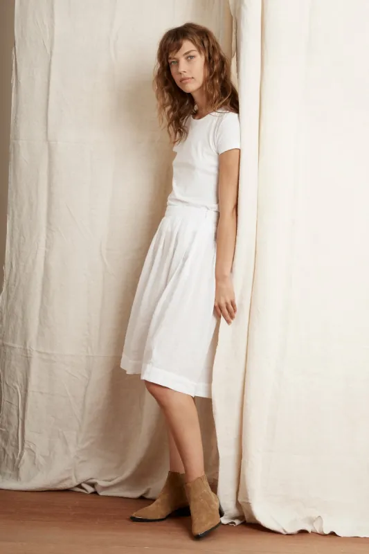 KRISTAL WOVEN LINEN SKIRT IN WHITE sold by Velvet Tees