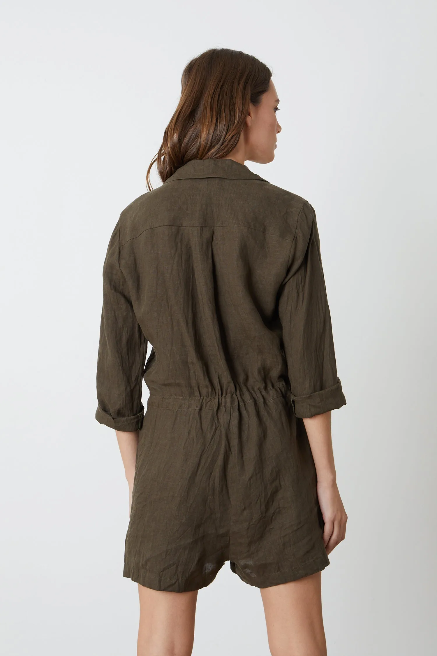 RUTH WOVEN LINEN PLAYSUIT IN CAVIAR sold by Velvet Tees product image thumbnail 3