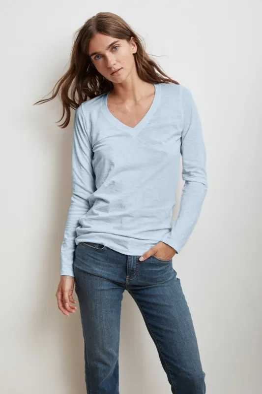 BRIDGET CITY COTTON SLUB TEE IN ATLAS sold by Velvet Tees