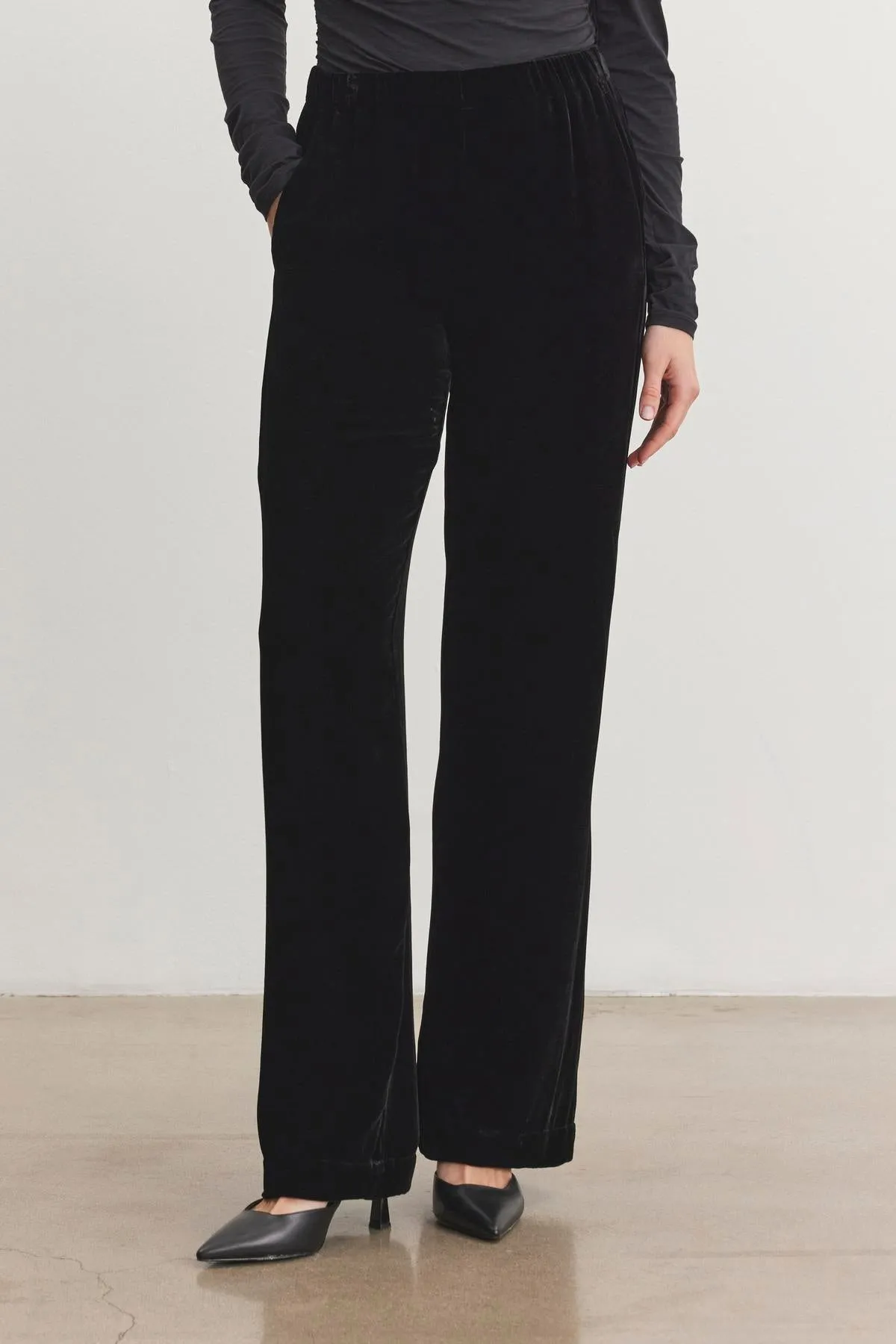 SORINE SILK VELVET TROUSER IN BLACK sold by Velvet Tees product image thumbnail 2
