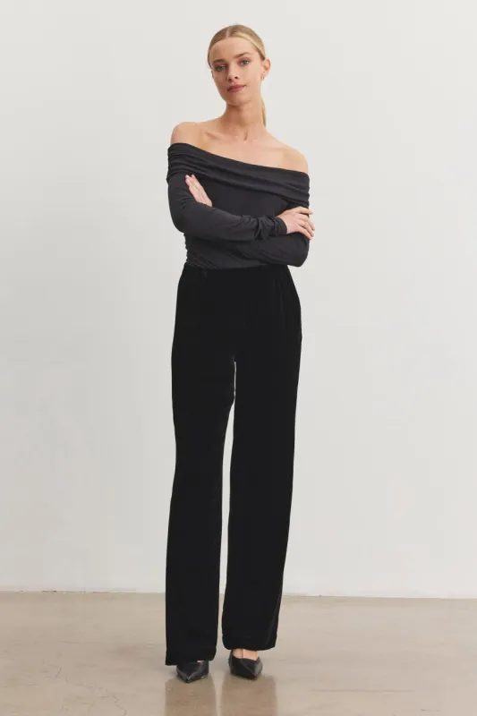 SORINE SILK VELVET TROUSER IN BLACK sold by Velvet Tees