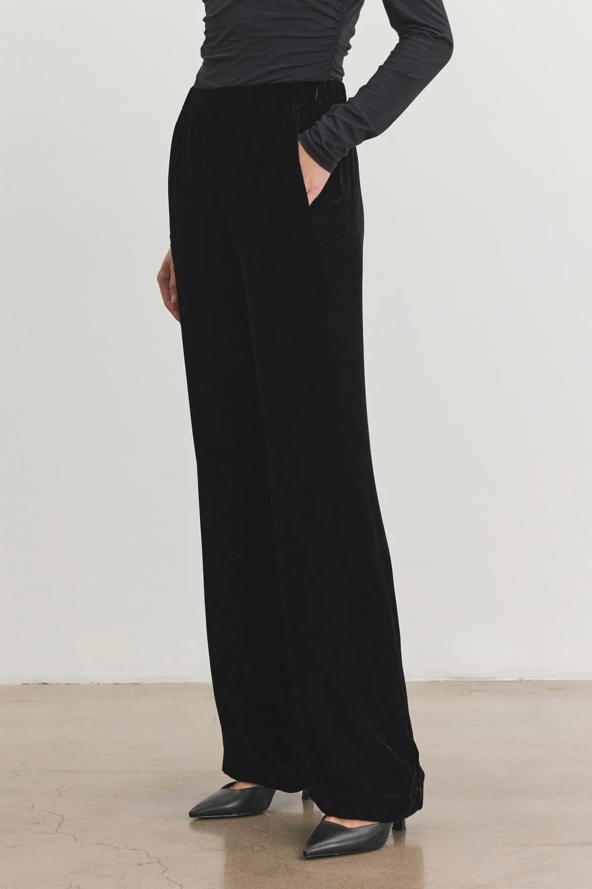SORINE SILK VELVET TROUSER IN BLACK sold by Velvet Tees product image thumbnail 3