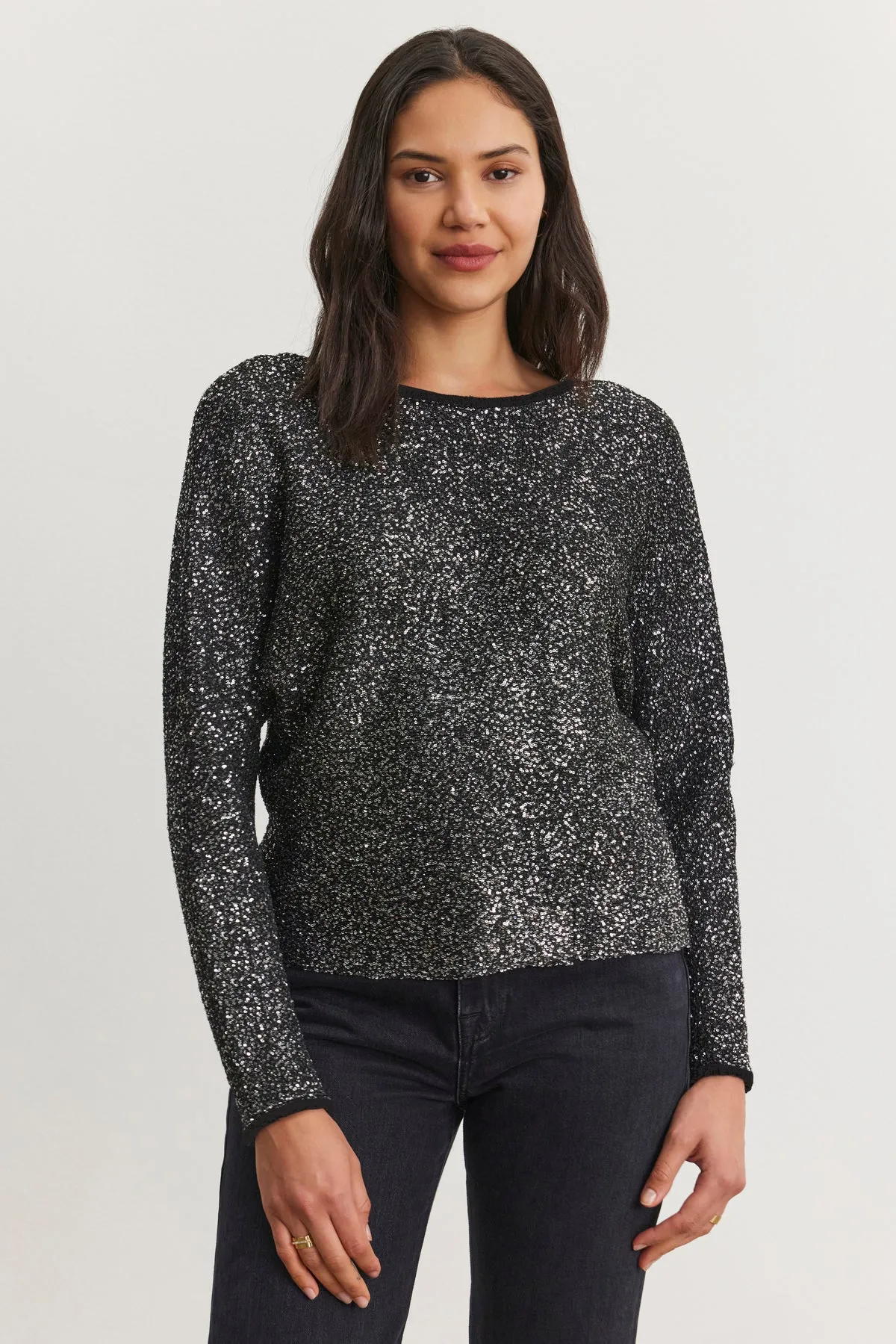 OPALINE SEQUIN SWEATER IN BLACK sold by Velvet Tees