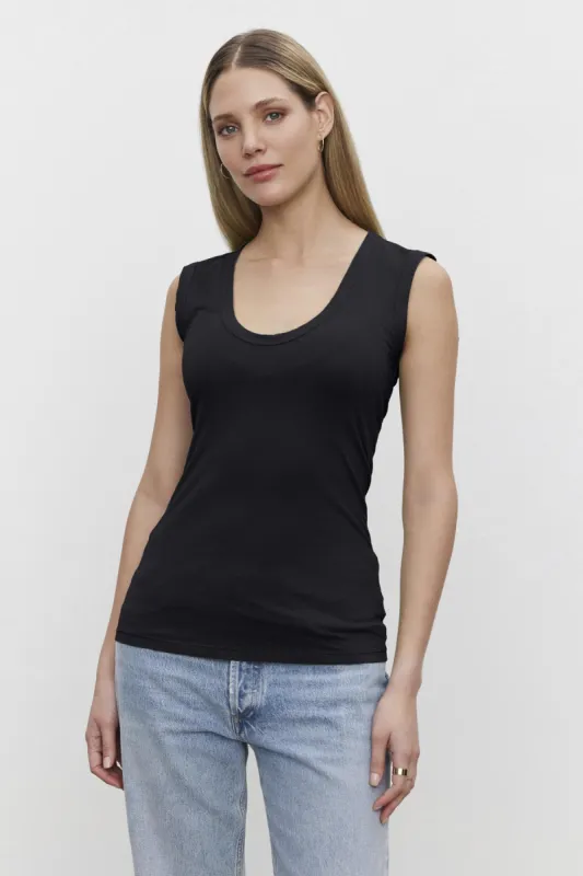 ESTINA TOP IN BLACK sold by Velvet Tees