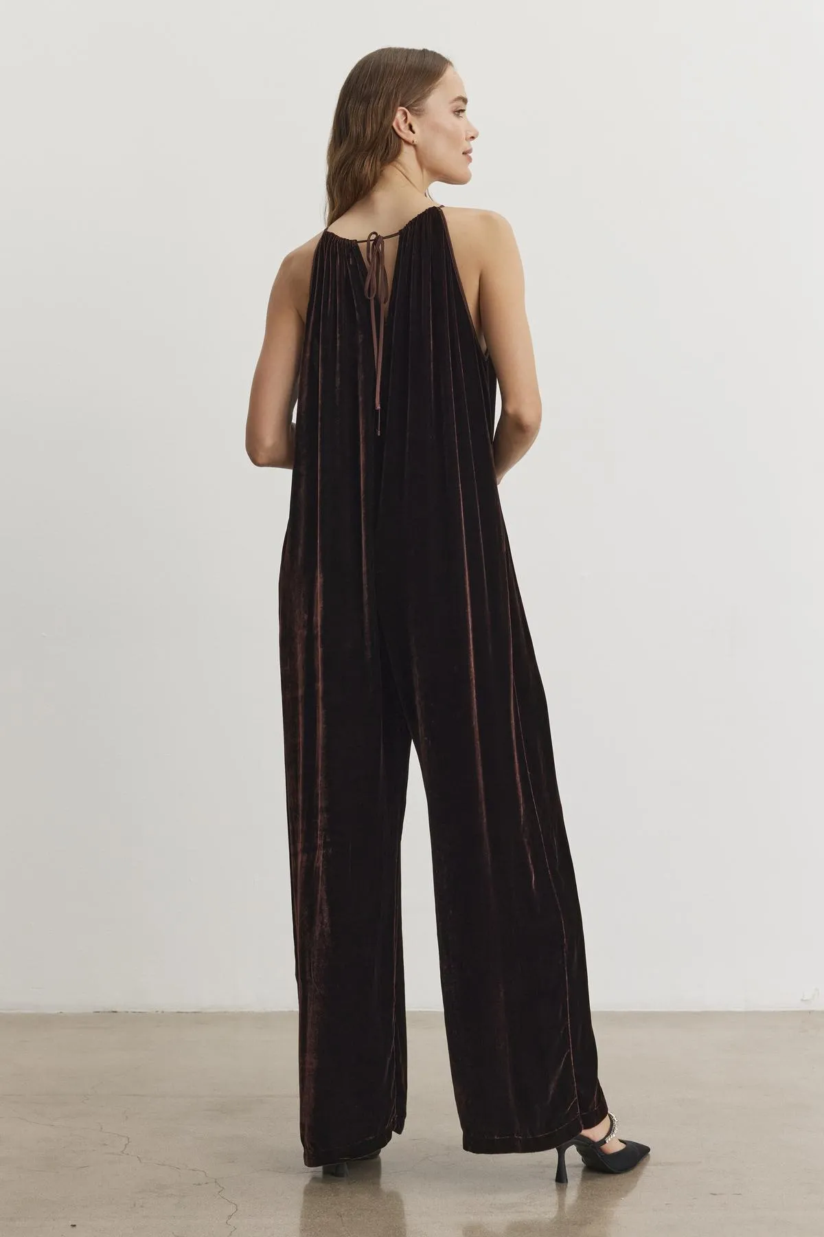 CIENNA SILK VELVET JUMPSUIT IN BURLWOOD sold by Velvet Tees product image thumbnail 2