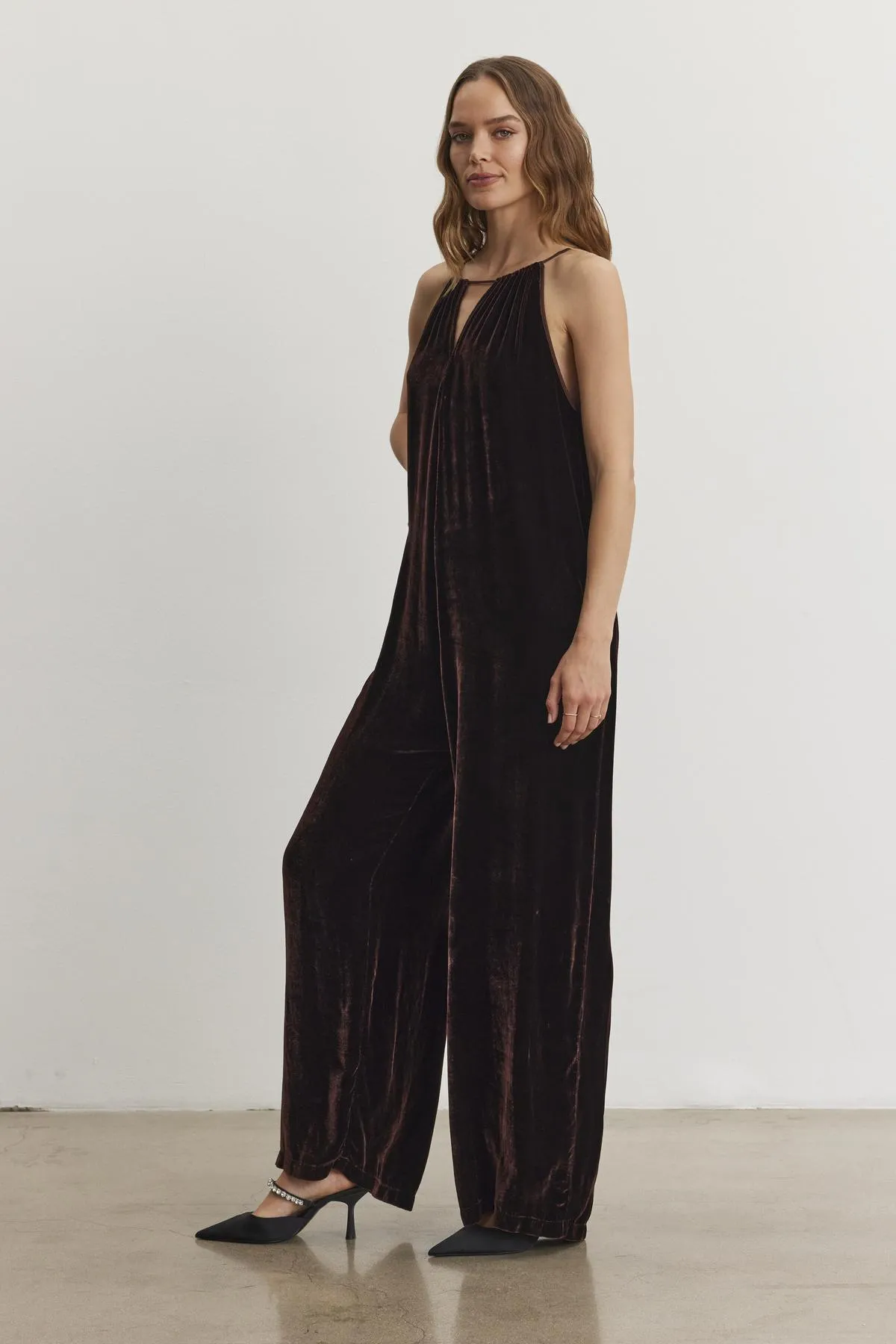 CIENNA SILK VELVET JUMPSUIT IN BURLWOOD sold by Velvet Tees product image thumbnail 4