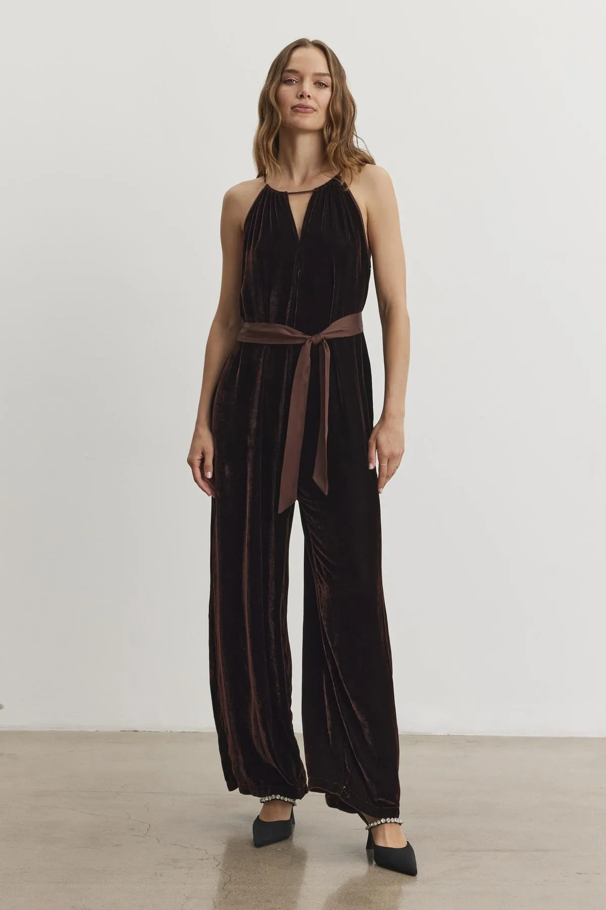 CIENNA SILK VELVET JUMPSUIT IN BURLWOOD sold by Velvet Tees product image thumbnail 5