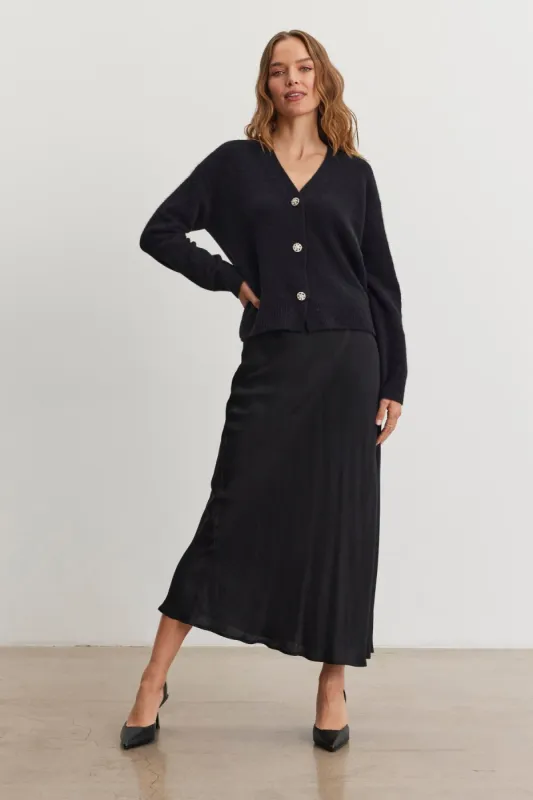 CADENCE SATIN SKIRT IN BLACK sold by Velvet Tees